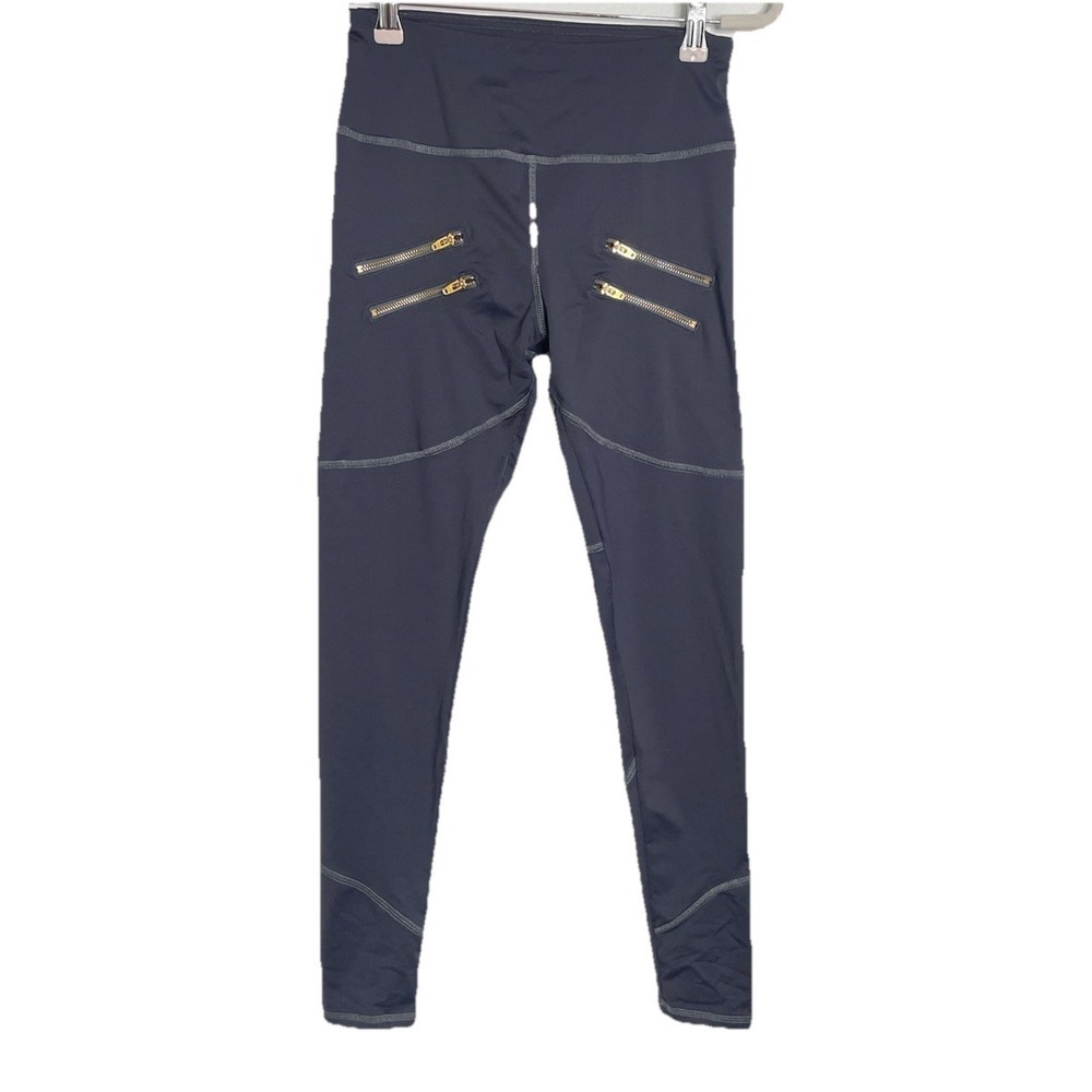 Varley Double Zip Full Length Athletic Leggings‎ Navy Blue Size Small